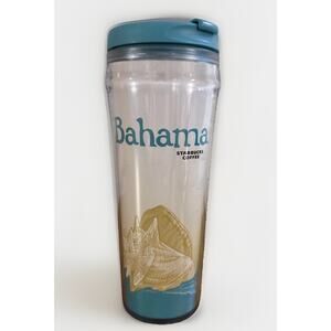 Starbucks Coffee Bahamas 2009 Travel Tumbler Turquoise Seashell & Cruise Ships